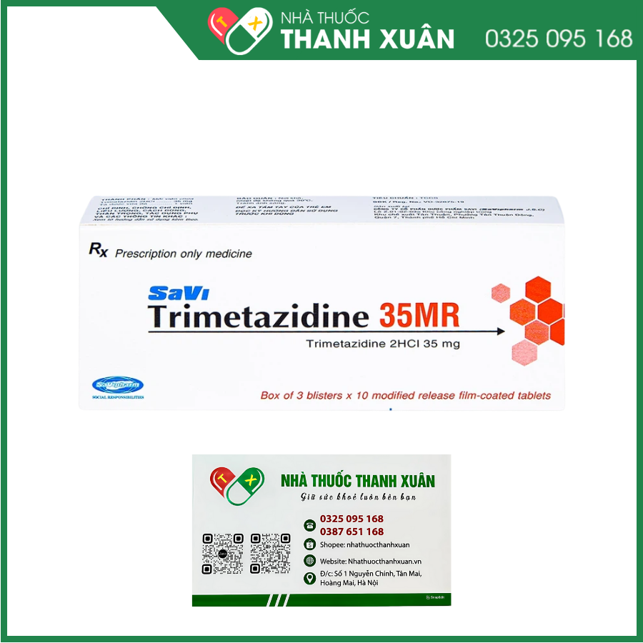 Savi Trimetazidine 35MR điều trị đau thắt ngực ổn định